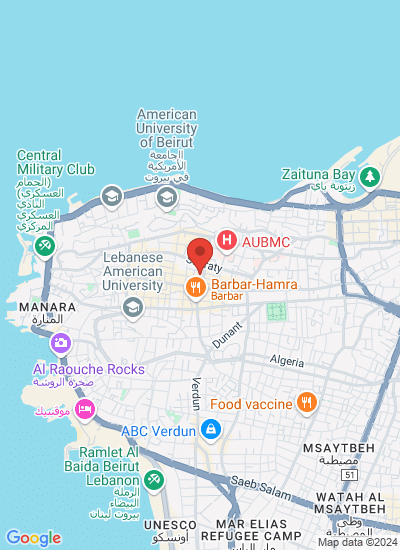 Map showing Hamra sector Beirut, Lebanon