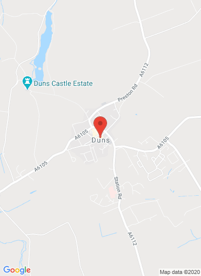 Map showing Duns, United Kingdom