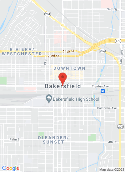 Map showing Bakersfield, United States