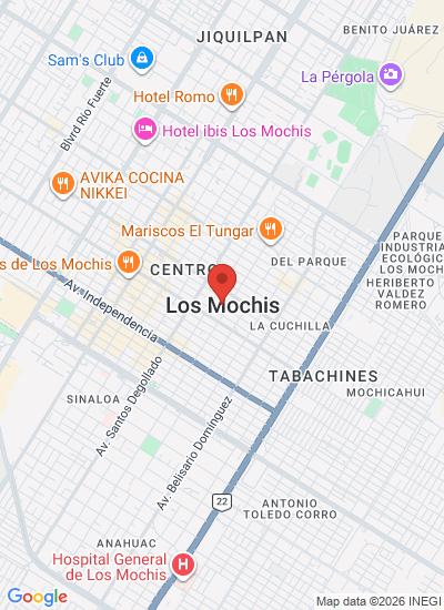 Map showing Los Mochis, Mexico