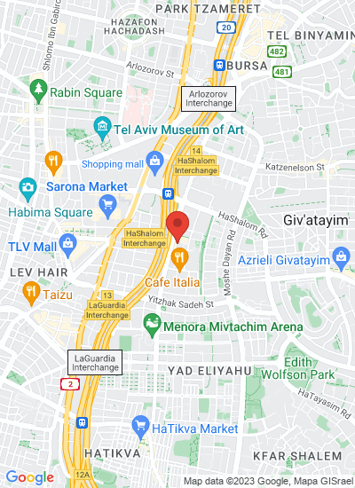 Map showing Tel Aviv, Israel