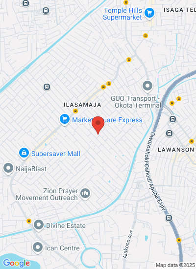 Map showing Okota, Nigeria