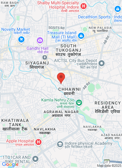 Map showing Indore, India