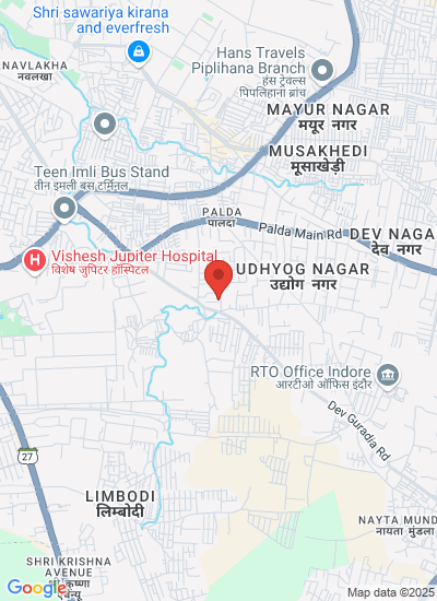 Map showing Indore, India