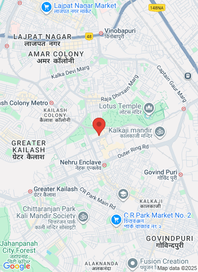 Map showing New Delhi, India