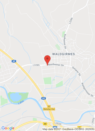 Map showing Lahnau, Germany