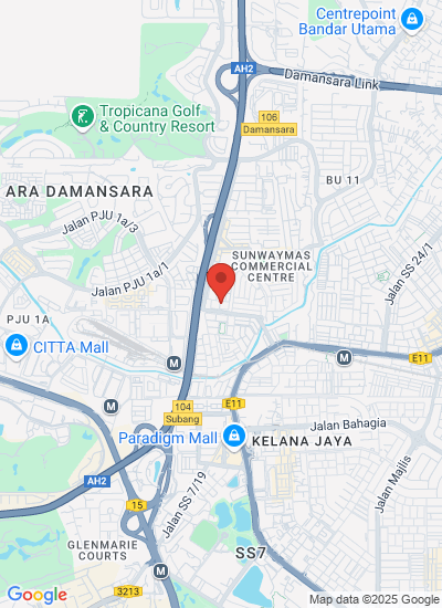 Map showing Petaling Jaya, Malaysia