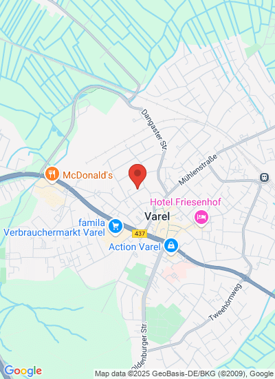 Map showing Varel, Germany