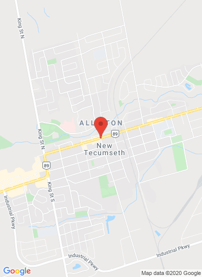 Map showing Alliston, Canada