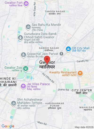 Map showing Gwalior, India