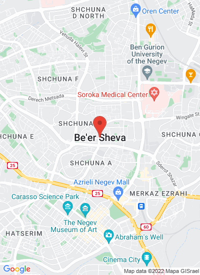 Map showing Be'er Sheva, Israel