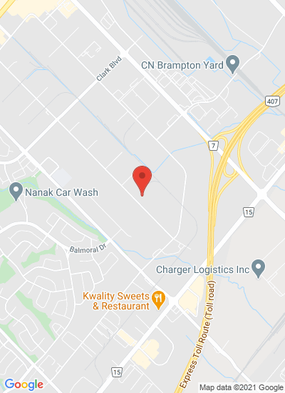 Map showing Brampton, Canada