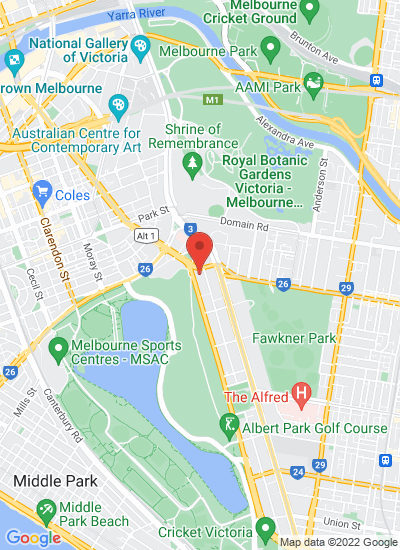 Map showing Melbourne, Australia
