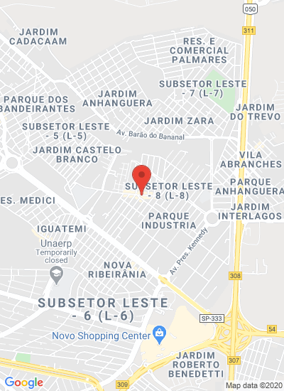 Map showing Ribeirão Preto, Brazil