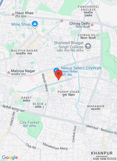 Map showing New Delhi, India