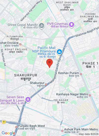 Map showing New Delhi, India