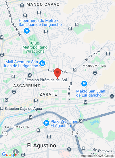 Map showing Zárate, Lima, Peru