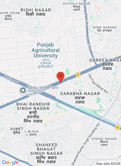 Map showing Ludhiana, India