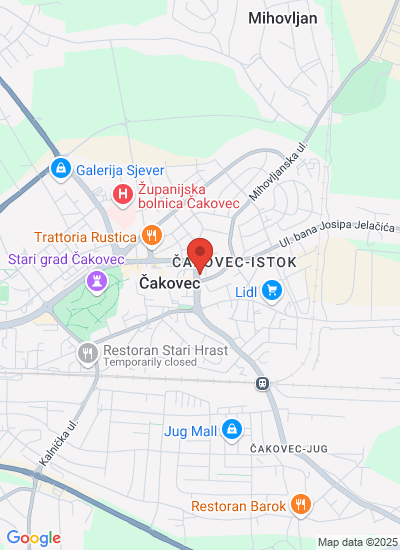 Map showing Čakovec, Croatia