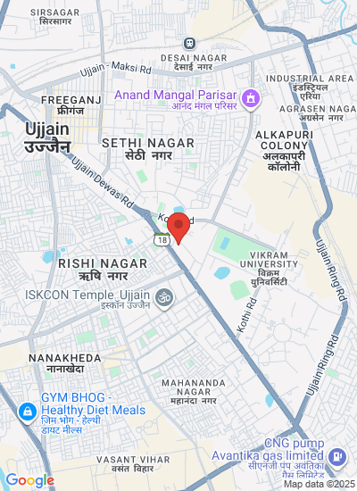 Map showing Ujjain, India