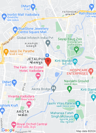 Map showing Vadodra, India