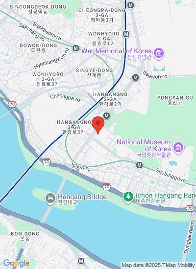 Map showing Yongsan-gu, South Korea