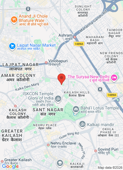 Map showing New Delhi, India