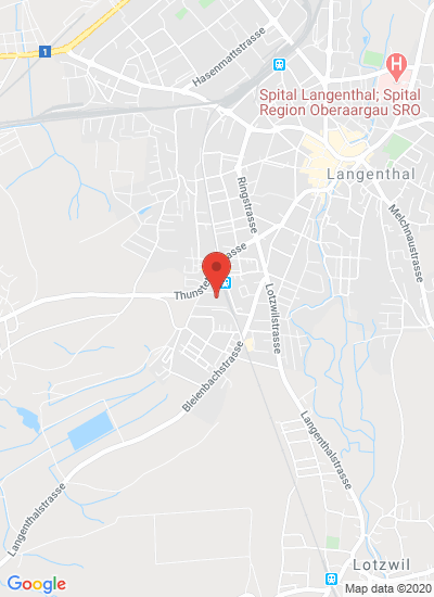 Map showing Langenthal, Switzerland