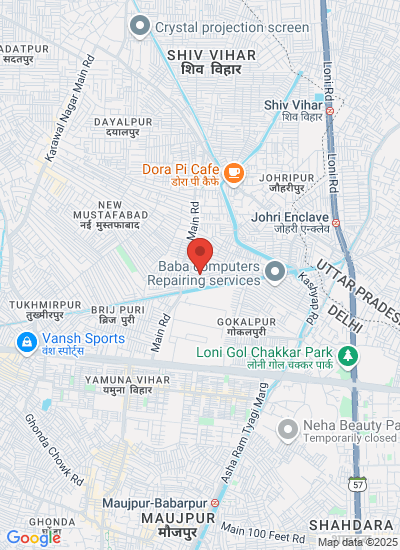 Map showing Delhi, India