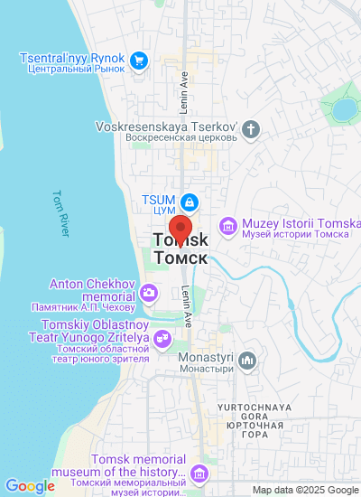 Map showing Tomsk, Russia