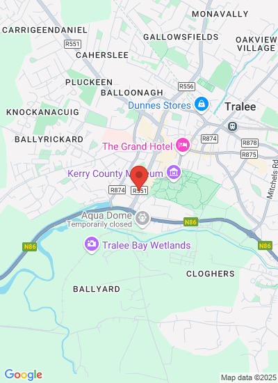 Map showing Tralee, Ireland