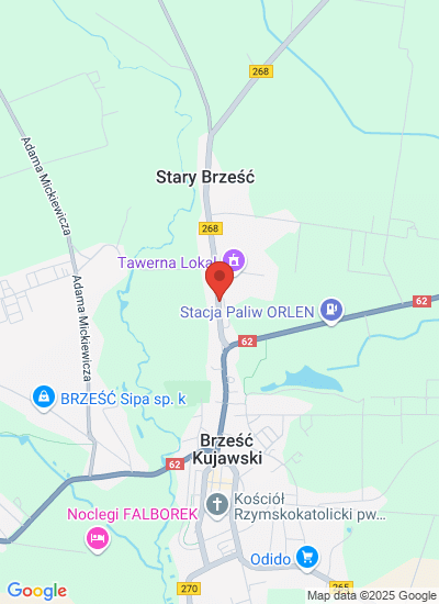 Map showing Brzesc Kujawski, Poland