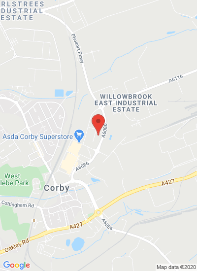 Map showing Corby, United Kingdom