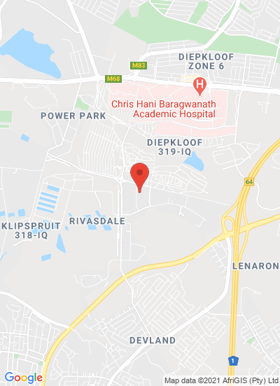 Map showing Johannesburg, South Africa