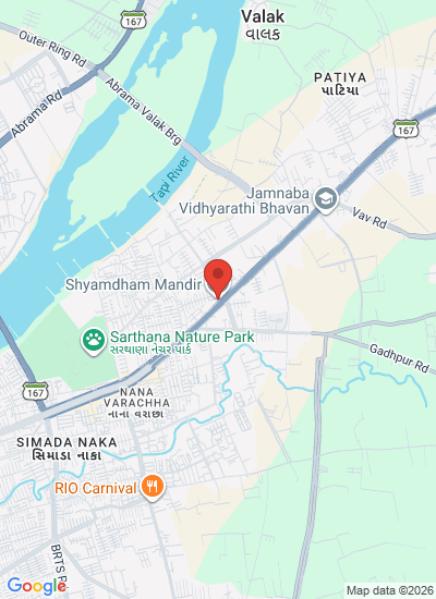 Map showing Surat, India