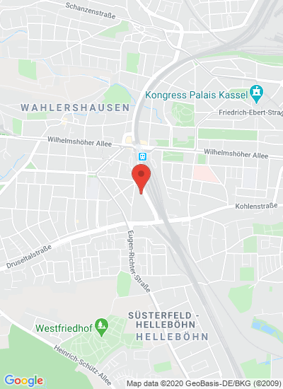 Map showing Kassel, Germany