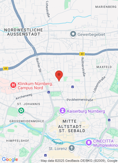 Map showing Nürnberg, Germany