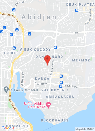 Map showing Abidjan, Côte d'Ivoire