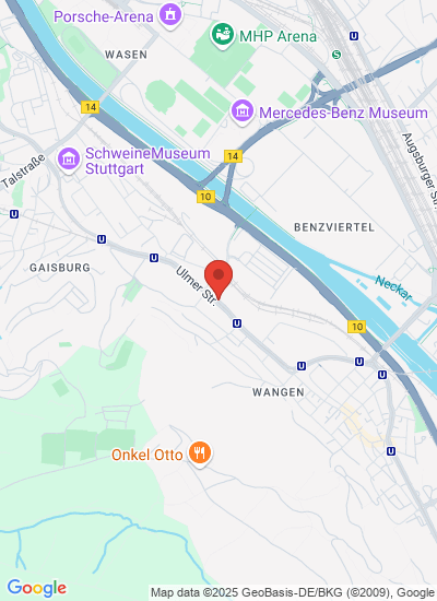 Map showing Metzingen, Germany