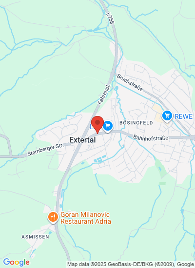 Map showing Extertal, Germany