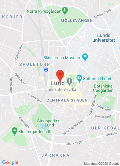 Map showing Lund, Sweden