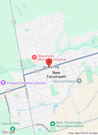Map showing Alliston, Canada