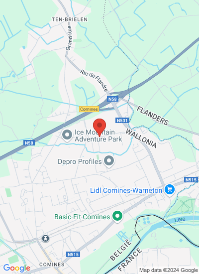 Map showing Comines, Belgium