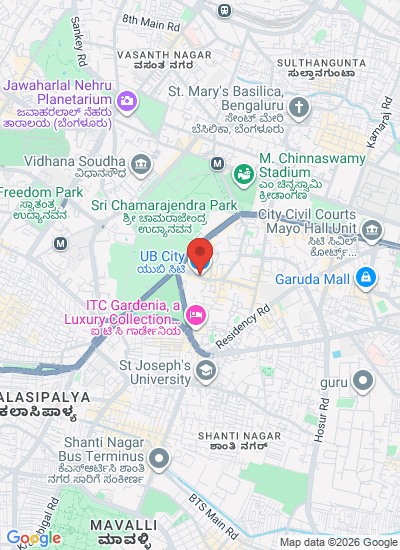Map showing Bangalore, India