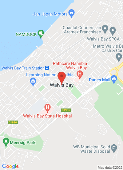 Map showing Walvis Bay, Namibia