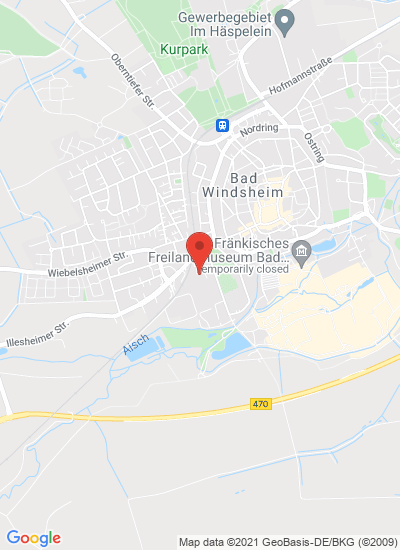 Map showing Bad Windsheim, Germany