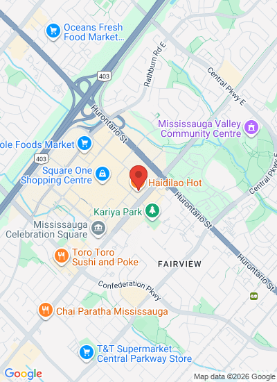 Map showing Mississauga, Canada