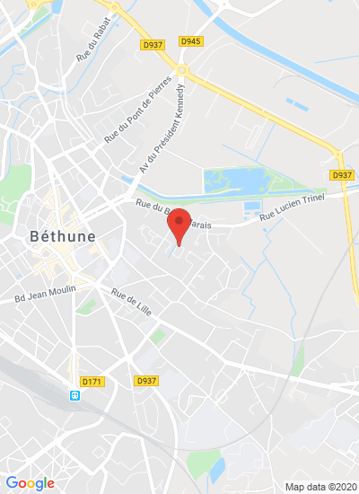 Map showing Bethune, France