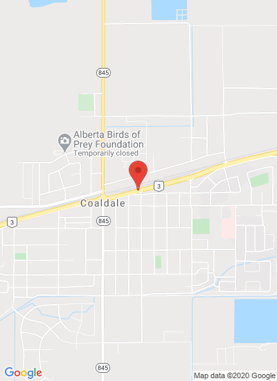 Map showing Coaldale, Canada