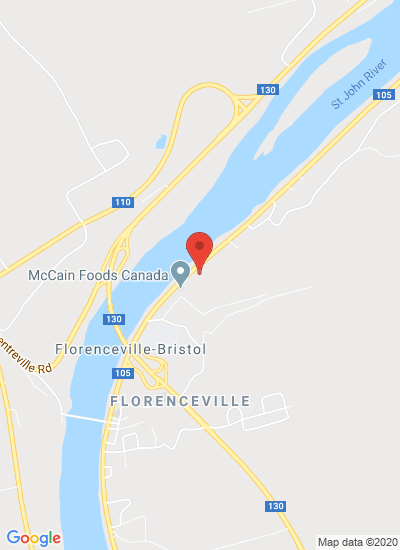 Map showing Florenceville-Bristol, Canada